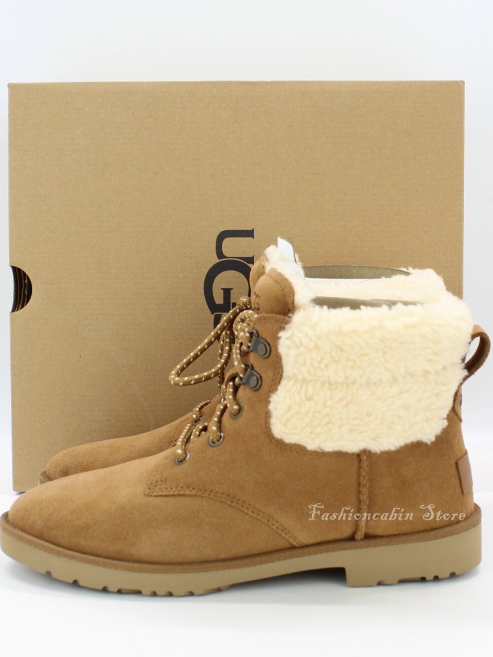 NEW UGG Romely Suede Lace Up Boots, US 8.5, Chestnut
